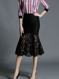 Black Lace Bodycon Skirt for Women
