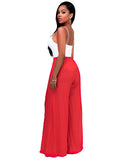 Red 2-Piece Outfit In Sleeveless Cami Top & Split Skirt For Women