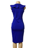 Sexy Bodycon Dress Royal Blue V Neck Ruffle Sheath Dress For Women