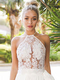 White Crop Top Lace Halter Sleeveless Semi-Sheer Casual Top