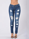 Sierra Deep Blue Denim Ripped Skinny Jeans