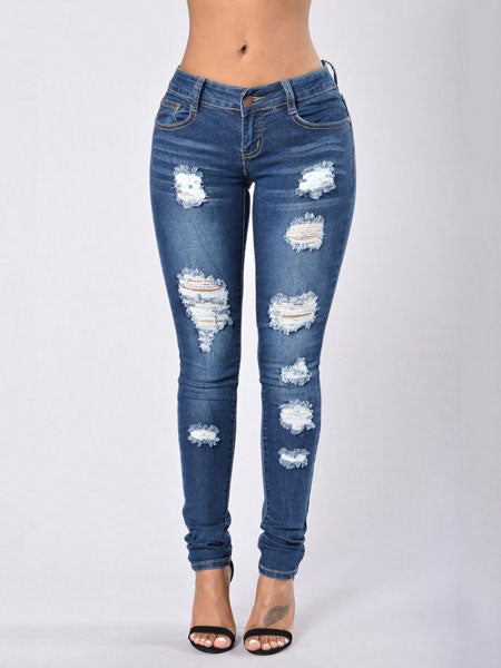 Sierra Deep Blue Denim Ripped Skinny Jeans