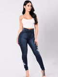 Azzure Deep Blue Embroidered Skinny Jeans
