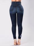 Azzure Deep Blue Embroidered Skinny Jeans