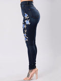 Azzure Deep Blue Embroidered Skinny Jeans