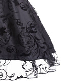 Vintage Lace Dress 1950s Party Dress Women Illusion Three Quarter Sleeve Swing Dresses