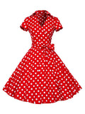 Vintage Dress Women Wrap Dress Sash Short Sleeve Retro 1950s Summer Dress