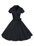 Vintage Dress Women Wrap Dress Sash Short Sleeve Retro 1950s Summer Dress