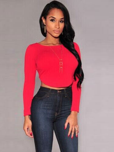 Rose Red Cotton Crop Top for Women