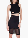 Women's Pretty Black Semi-Sheer Skirt