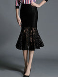 Black Lace Bodycon Skirt for Women