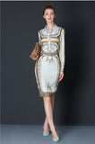 London Vintage Print Blouse and Skirt Suit Set