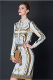 London Vintage Print Blouse and Skirt Suit Set