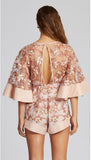 Sienna Embroidery Lace Flare Sleeve Romper