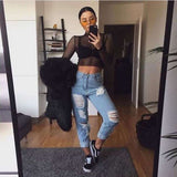 Black Grid  Turtleneck Crop Top