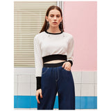 White/Black Cotton Crop Top