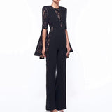 Abella Flare Sleeve Lace Patchwork Jumpsuit