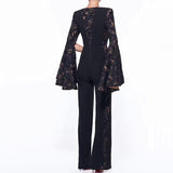 Abella Flare Sleeve Lace Patchwork Jumpsuit