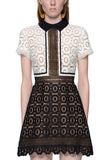 Tilly Black and White Patchwork Lace Mini Dress