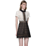 Tilly Black and White Patchwork Lace Mini Dress