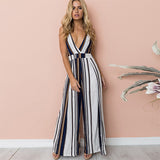 Tanya Deep V-neck Bohemian Backless Jumpsuit