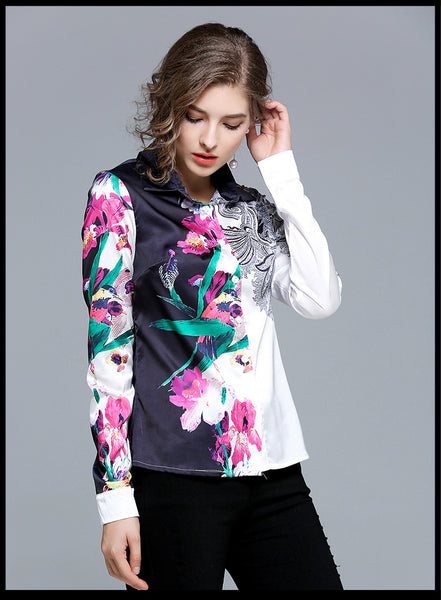Rebecca Flower Print Vintage Blouse