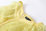Daniella Yellow One Shoulder Mini Lace Dress